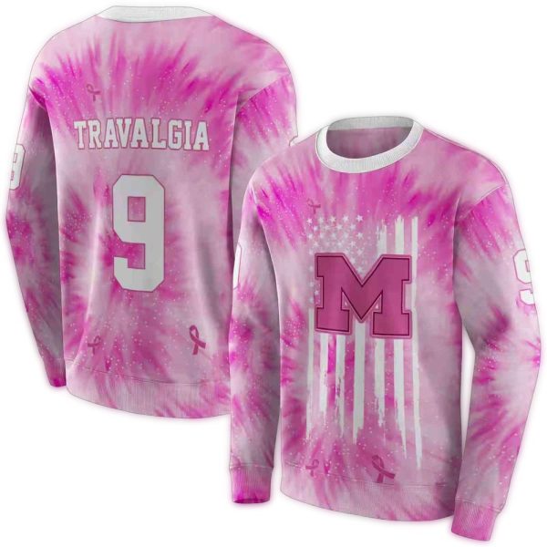Personalized Michigan Wolverines Cancer Support Pink AOP Sweatshirt 1