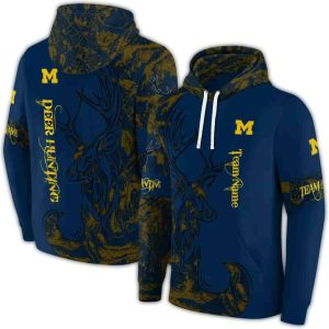 Personalized Michigan Wolverines Deer Silhouette All Over Print Hoodie