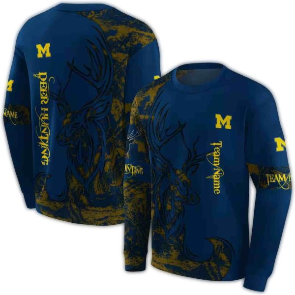 Personalized Michigan Wolverines Deer Silhouette AOP Sweatshirt 1