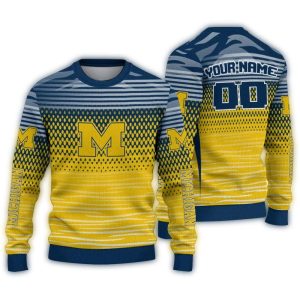 Personalized Michigan Wolverines Diamond Mesh Ugly Sweater