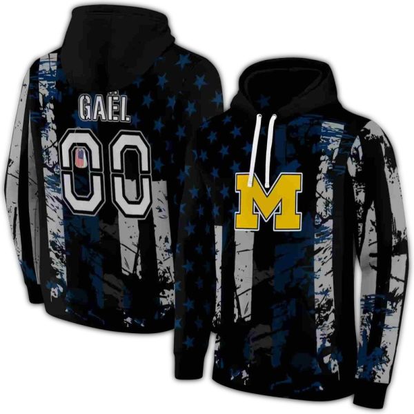 Personalized Michigan Wolverines Distressed Flag AOP Hoodie 1
