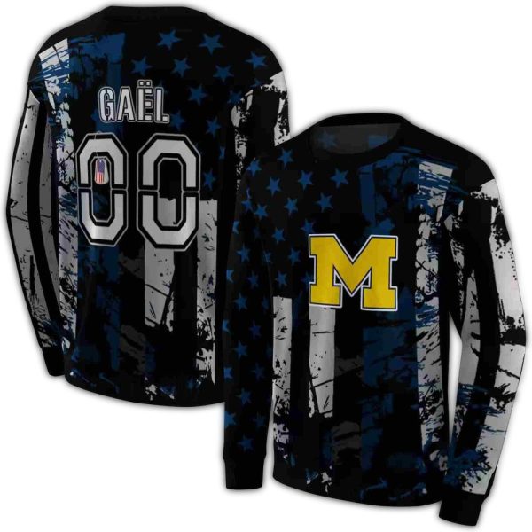 Personalized Michigan Wolverines Distressed Flag AOP Sweatshirt 1