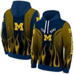 Personalized Michigan Wolverines Flame All Over Print Hoodie