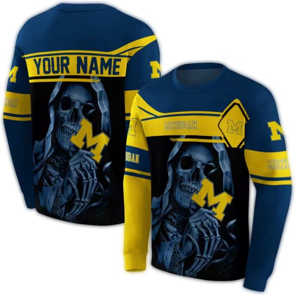 Personalized Michigan Wolverines Grim Reaper AOP Sweatshirt 1