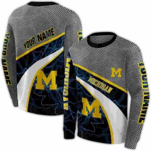 Personalized Michigan Wolverines Hexagonal Mesh All Over Print Sweatshirt