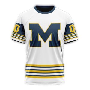Personalized Michigan Wolverines Ice Hockey Away Concept All Over Print T Shirt