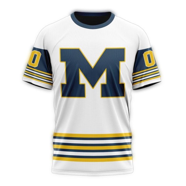 Personalized Michigan Wolverines Ice Hockey Away Concept AOP T Shirt 1