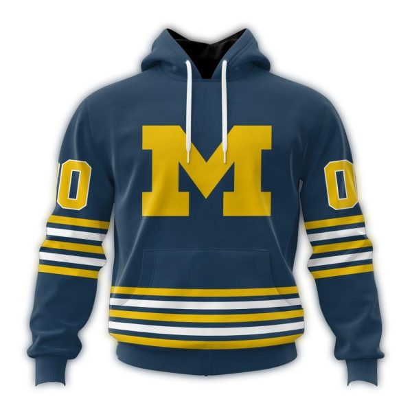 Personalized Michigan Wolverines Ice Hockey Home Concept AOP Hoodie 1