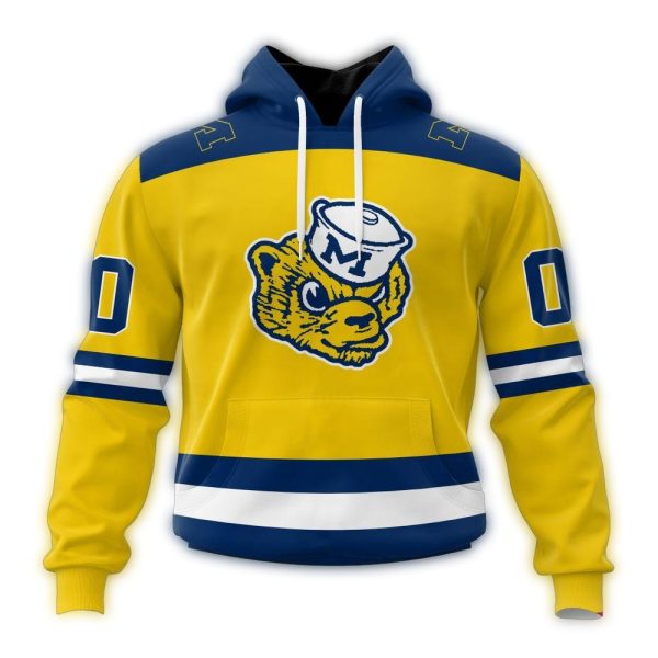 Personalized Michigan Wolverines Ice Hockey Third Concept AOP Hoodie 1
