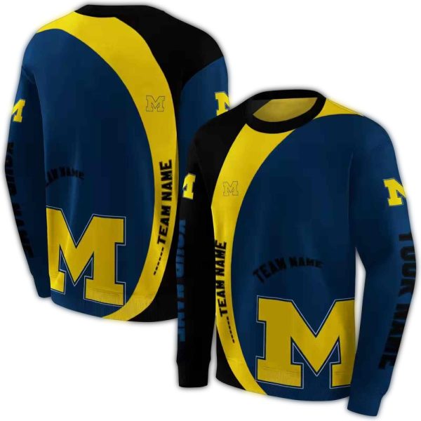 Personalized Michigan Wolverines Minimalist AOP Sweatshirt 1