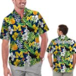 Personalized Michigan Wolverines Parrot Floral Hawaiian Shirt