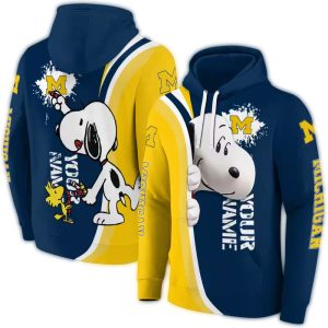 Personalized Michigan Wolverines Peeking Snoopy All Over Print Hoodie