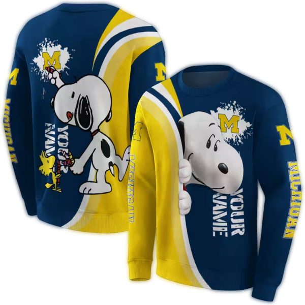 Personalized Michigan Wolverines Peeking Snoopy AOP Sweatshirt 1