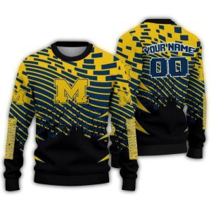 Personalized Michigan Wolverines Pixel Flow Ugly Sweater