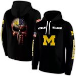 Personalized Michigan Wolverines Punisher Skull All Over Print Hoodie