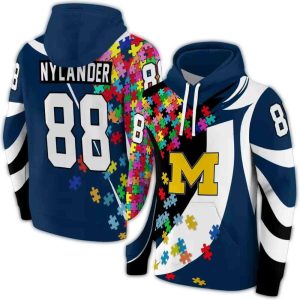 Personalized Michigan Wolverines Puzzle Pieces All Over Print Hoodie
