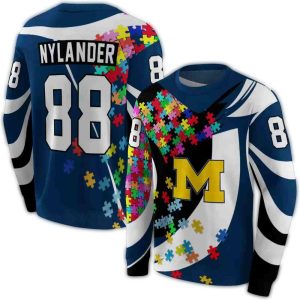 Personalized Michigan Wolverines Puzzle Pieces All Over Print Sweatshirt