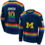Personalized Michigan Wolverines Rainbow Stripes All Over Print Sweatshirt