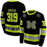Personalized Michigan Wolverines Safety Motif Black Neon Green All Over Print Sweatshirt