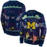 Personalized Michigan Wolverines Spongebob Patrick Star All Over Print Sweatshirt