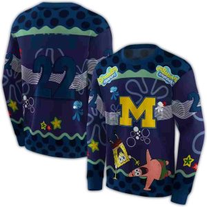 Personalized Michigan Wolverines Spongebob Patrick Star All Over Print Sweatshirt