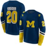 Personalized Michigan Wolverines Striped Navy And Yellow All Over Print Sweatshirt