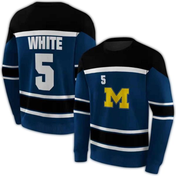 Personalized Michigan Wolverines Striped Pattern AOP Sweatshirt 1