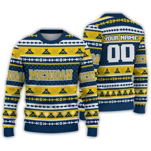 Personalized-Michigan-Wolverines-Tent-Stripes-Ugly-Sweater-1 Personalized Michigan Wolverines Tent Stripes Ugly Sweater 1
