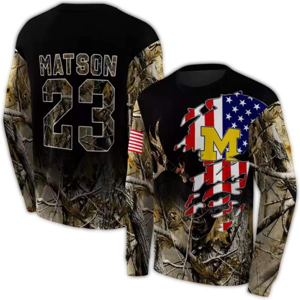 Personalized Michigan Wolverines Tree Camo AOP Sweatshirt 1