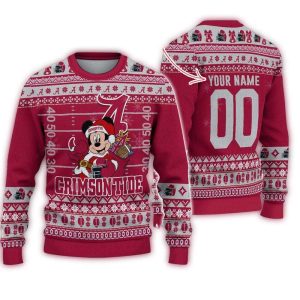 Personalized Mickey Christmas With Alabama Crimson Tide Ugly Sweater