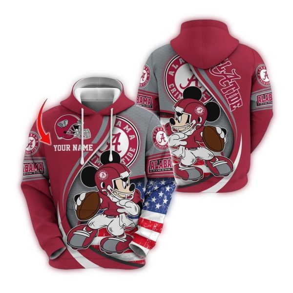 Personalized Mickey Mouse With Alabama Crimson Tide AOP Hoodie 1