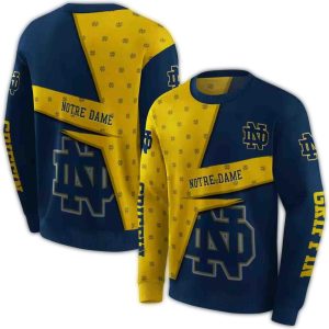 Personalized Notre Dame Fighting Irish Abstract Shape All Over Print Sweatshirt
