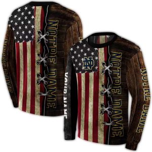 Personalized Notre Dame Fighting Irish American Pride All Over Print Sweatshirt