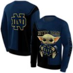 Personalized Notre Dame Fighting Irish Baby Yoda All Over Print Sweatshirt