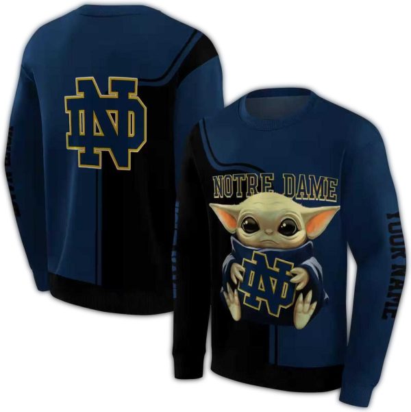Personalized Notre Dame Fighting Irish Baby Yoda AOP Sweatshirt 1