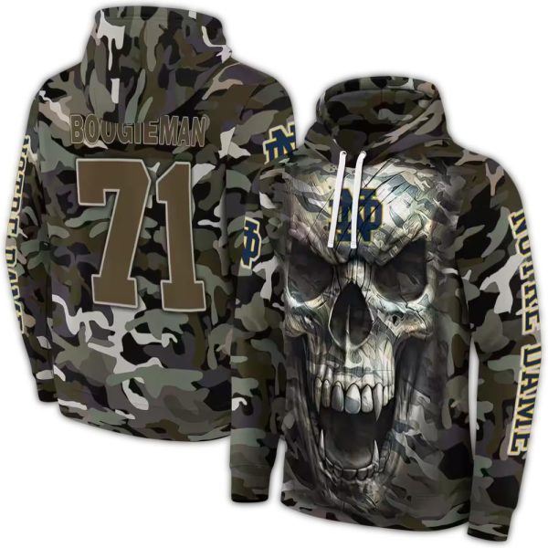 Personalized Notre Dame Fighting Irish Camo Skull AOP Hoodie 1