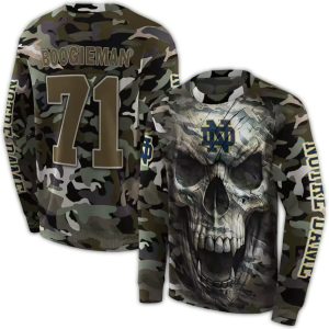 Personalized Notre Dame Fighting Irish Camo Skull All Over Print Sweatshirt