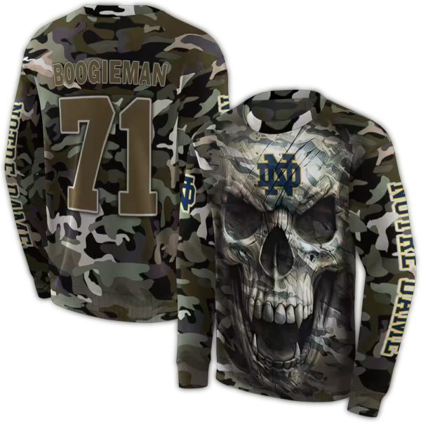 Personalized Notre Dame Fighting Irish Camo Skull AOP Sweatshirt 1