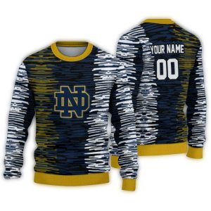 Personalized Notre Dame Fighting Irish Camouflage Stripe Ugly Sweater