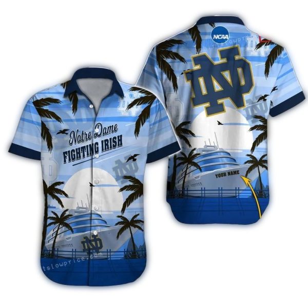 Personalized Notre Dame Fighting Irish Dawn Beach Tropical Hawaiian Shirt 1