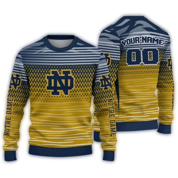 Personalized Notre Dame Fighting Irish Diamond Mesh Ugly Sweater 1