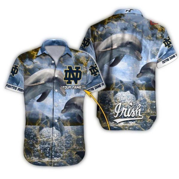 Personalized Notre Dame Fighting Irish Dolphin Hawaiian Shirt 1