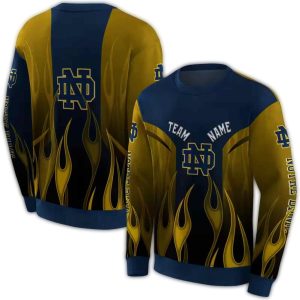 Personalized Notre Dame Fighting Irish Flame All Over Print Sweatshirt