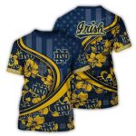 Personalized Notre Dame Fighting Irish Flower And Flag Us All Over Print T Shirt