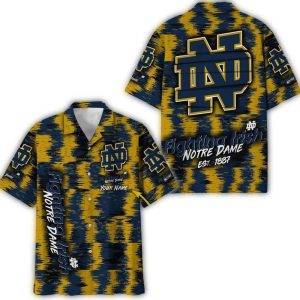 Personalized Notre Dame Fighting Irish Grunge Hawaiian Shirt