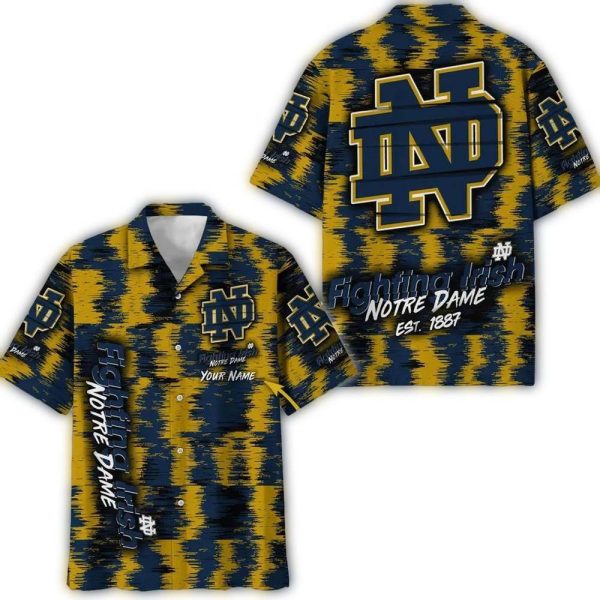Personalized Notre Dame Fighting Irish Grunge Hawaiian Shirt 1