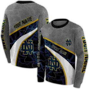 Personalized Notre Dame Fighting Irish Hexagonal Mesh All Over Print Sweatshirt