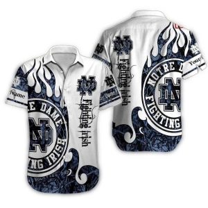 Personalized Notre Dame Fighting Irish Logo Fire Hawaiian Shirt
