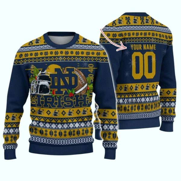 Personalized Notre Dame Fighting Irish Logo Team Ugly Sweater