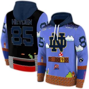 Personalized Notre Dame Fighting Irish Mario Blue Black All Over Print Hoodie